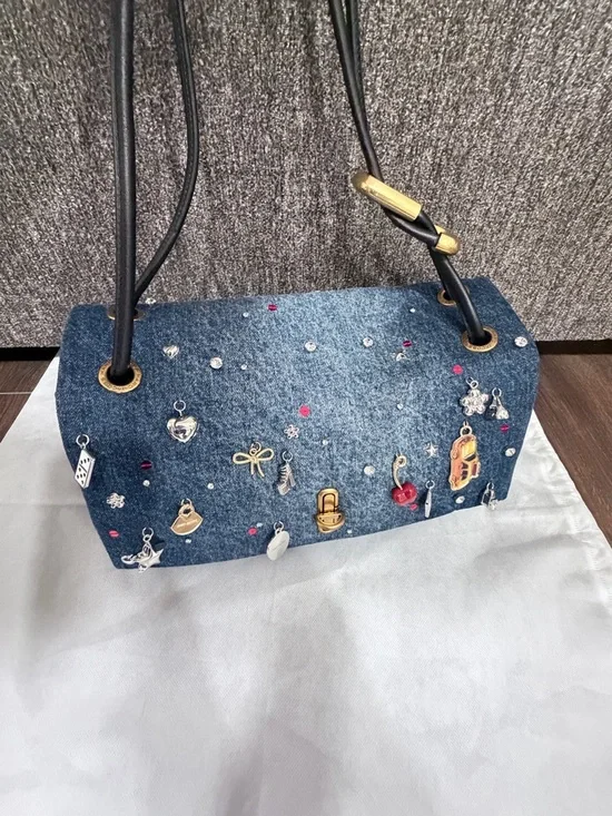 Denim Charm Bucket Bag - Blue - Picture 4 of 7